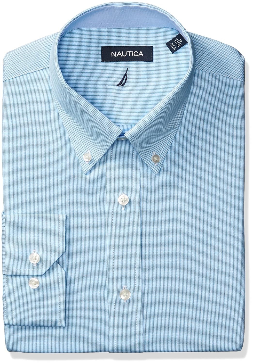 nautica 男式格子纽扣领礼服衬衫